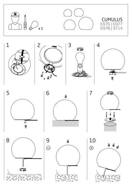 Dekoracyjna lampa ogrodowa fi 80 Cumulus 9714 biała kula ball stojąca