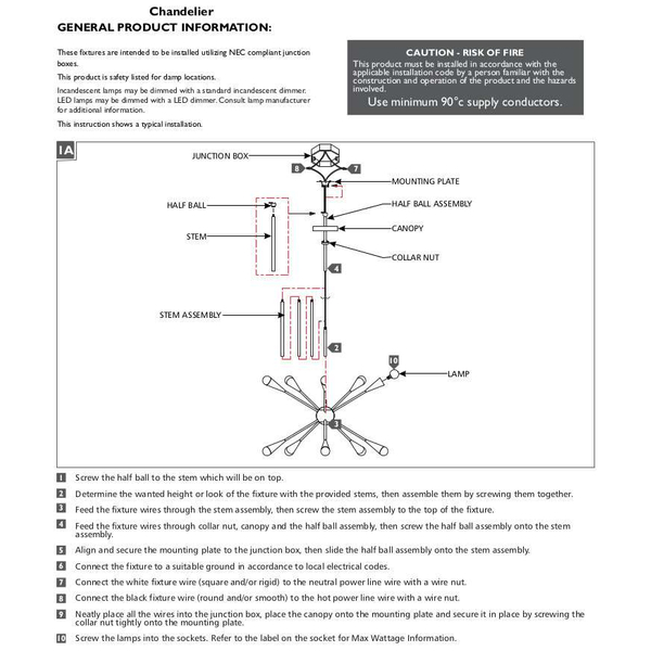 Wisząca LAMPA industrialna Jax FE-JAX10-PN Elstead FEISS industrialna OPRAWA metalowy ZWIS pająk sticks explosion nikiel polerowan