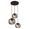 Potrójna szklana wisząca lampa Calto PND-67705-3-BK-SG przydymiona