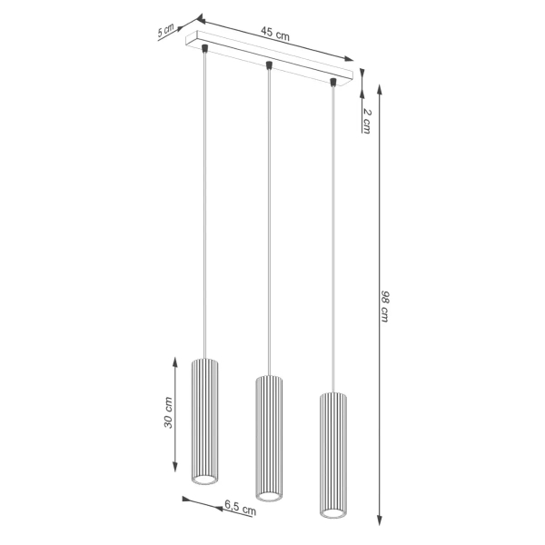 Lampa wisząca potrójna KARBON SL.1575 tubka podłużna czarna