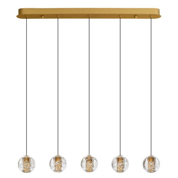 Wisząca lampa na belce CUYO LE44720 LED 16W 3000K balls złota przezroczysta