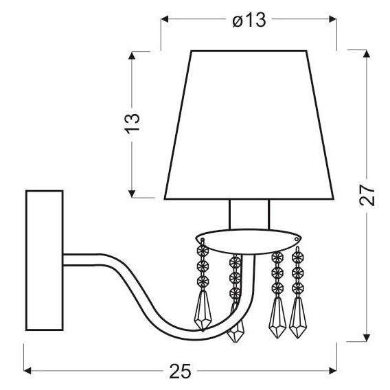 Lampa ścienna RUTI 21-58706 klasyczna abażurowa z kryształkami chrom beżowa