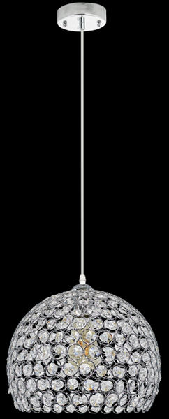 Wisząca lampa salonowa 5159/1 8C kryształowa kopuła chrom