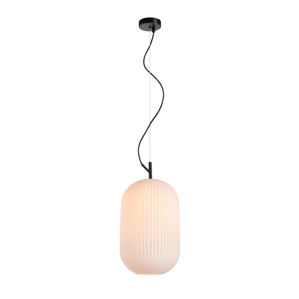 Owalna lampa wisząca Rues PND-64536D-L-BL-OPA Italux czarny biały