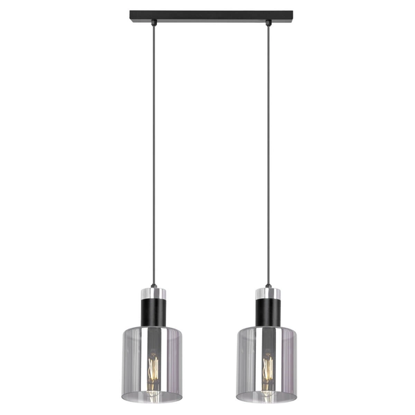 Podwójna lampa wisząca Brus K-5251 Kaja minimalistyczna metalowa szklana czarna