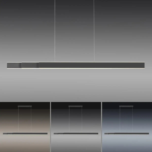 Lampa wisząca  nowoczesna PURE-LUME antracyt LED 76W 2700-5000K podłużna listwa do salonu 2738-13