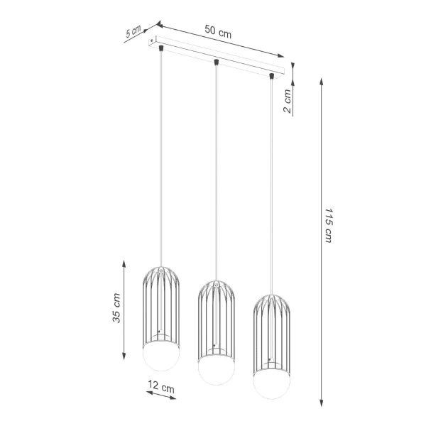 Wisząca lampa na listwie Brina SL.1333 Sollux potrójna biała