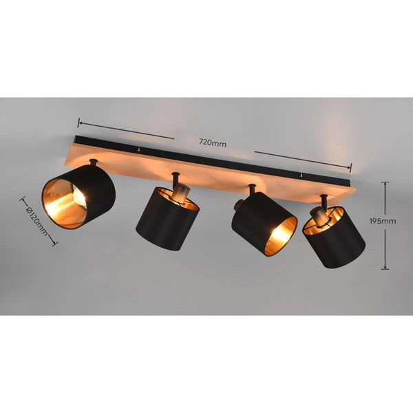 Lampa materiałowa na sufit IKERIS DL030-81334 drewniany czarny złoty