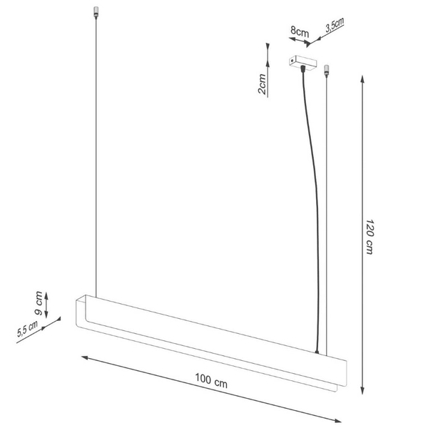 Lampa zwis nad wyspę Spark SL.1396 prostokątna do jadalni złota