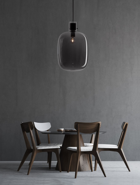 Loftowa lampa wisząca Padre szklana czarna przydymiona