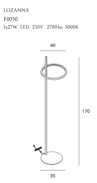 Geometryczna lampa podłogowa LOZANNA ledowa 27W 3000K złota