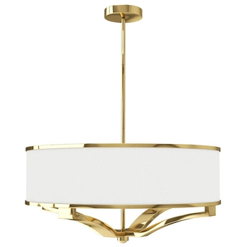 Wisząca lampa z abażurem Gerdo okrągły zwis biało złoty