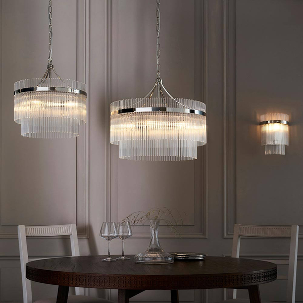 Wisząca lampa szklana na łańcuchu szklana chrom Marietta OUTLET