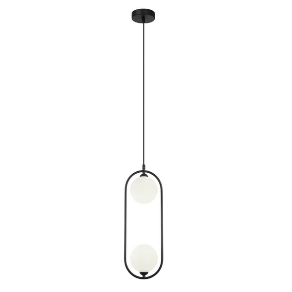 Salonowa lampa wisząca Lupus nad stolik czarna biała