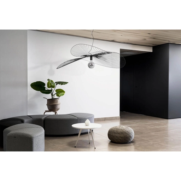 Modernistyczna lampa wisząca Kapelusz KP-28 Kaja salonowa metalowa czarna