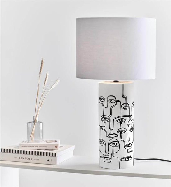 Nowoczesna lampa nocna Family 108246 na szafkę nocną tkanina biała 