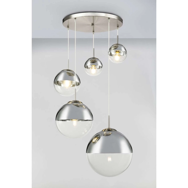 LAMPA wisząca VARUS 15851-5 Globo szklana OPRAWA zwis kaskada szklane kule balls chrom przezroczyste