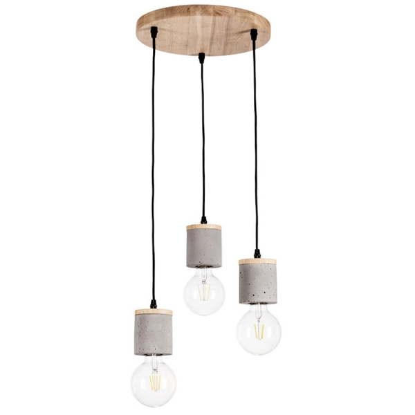 Lampa wisząca CESAR 1899374R loftowa betonowy zwis kaskada szara drewno