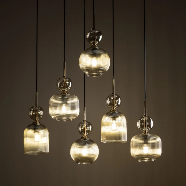 Wiszący żyrandol do przedpokoju Sophia 11044 szklana bursztynowa