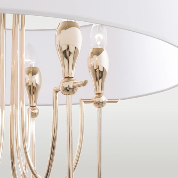 Okrągły żyrandol pokojowy Las Vegas nad stół biały złoty