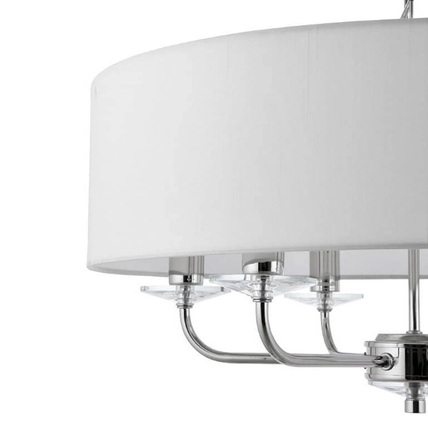 Żyrandol wiszący Nixon 60179 Endon klasyczny abażur nikiel ecru