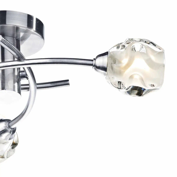 Potrójny plafon sufitowy SEATTLE satynowy chrom metalowy szklany G9 do salonu SEA5346