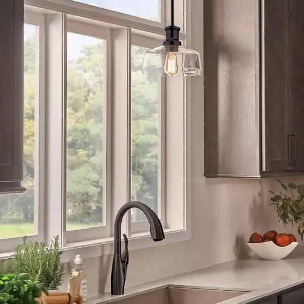 Wisząca lampa do kuchni Nottinghill grafitowa klasyczna szklana ELS-NOTTINGHILL-P-GR