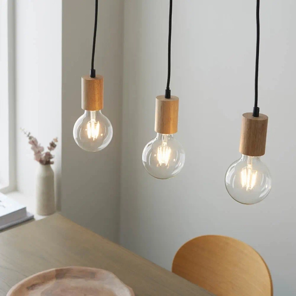 Lampa wisząca rustykalna Sven 101678 do salonu drewniana