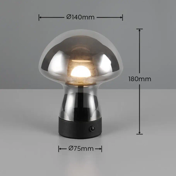 Szklana lampa na stół DOOLEY R54981154 LED 1,5W 3000K przydymiony szary