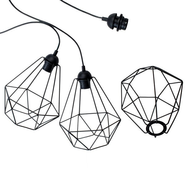 LAMPA wisząca BASKET 7215 Milagro druciana OPRAWA metalowa listwa ZWIS klatki loft czarne