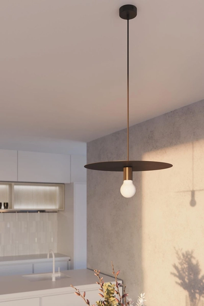 LAMPA wisząca SL.0853 loftowa OPRAWA metalowy zwis czarny dysk