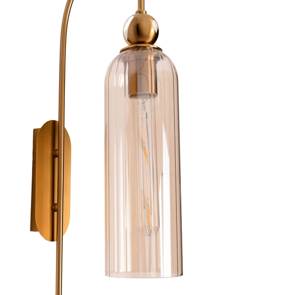 Szklana lampa ścienna Campanila W0332 Maxlight do sypialni mosiądz przezroczysty
