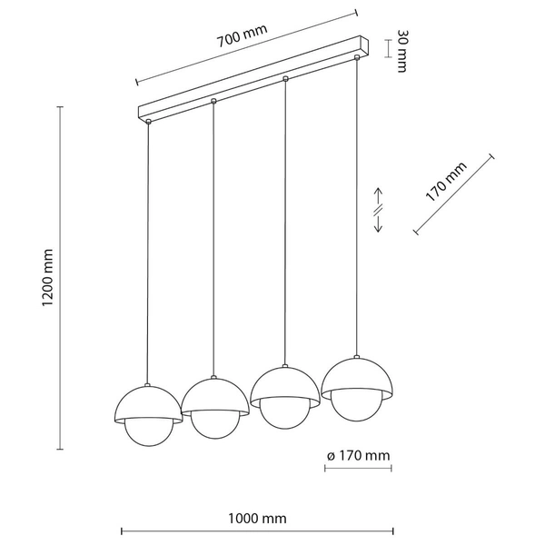 Lampa wisząca na belce Bono 10267 kuchenna bubbles biała żółta