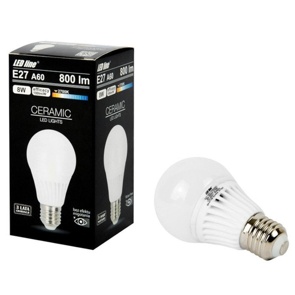 Żarówka Lin241697 E27 A60 klasyczna LED 8W 2700K 800lm 230V biała ciepła