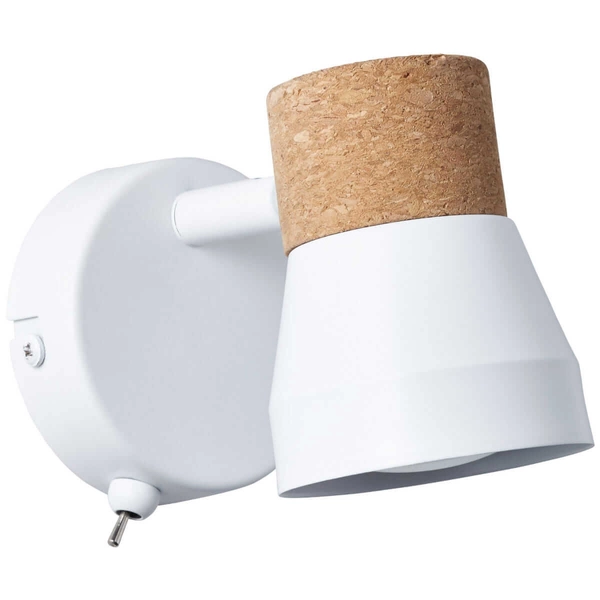 Metalowa lampa ścienna Moka 75711/75 korek biała