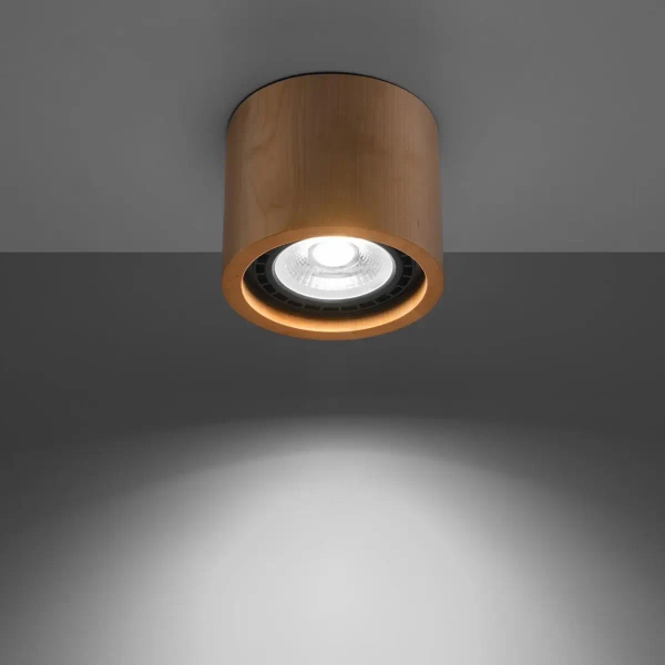 Drewniana LAMPA sufitowa SOL SL.0913 okrągła tuba downlight drewno