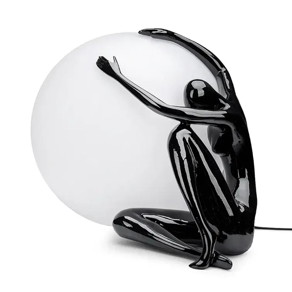 Stojąca podłogowa lampa UOMO MSE1501100454 kobieta bańka czarna biała