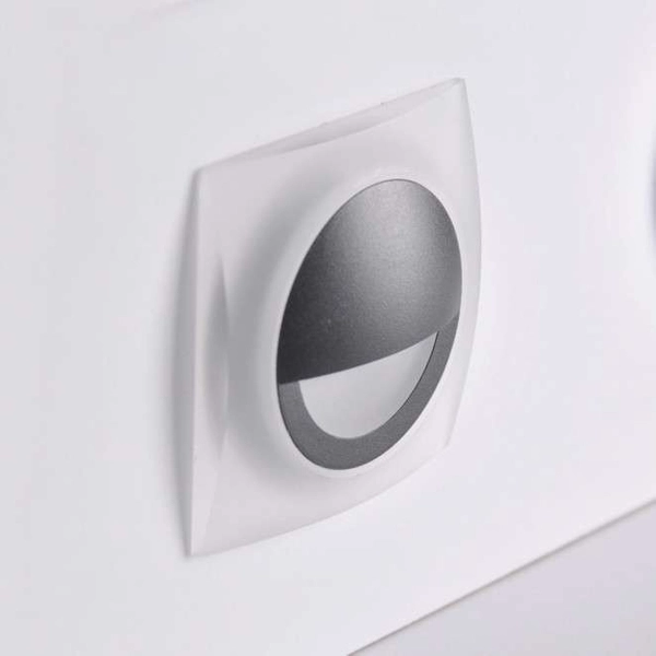 Wupszczana LAMPA schodowa Q5 LED 313713 Polux podtynkowa OPRAWA kwadratowa LED 3W 4000K metalowa IP44 grafitowa