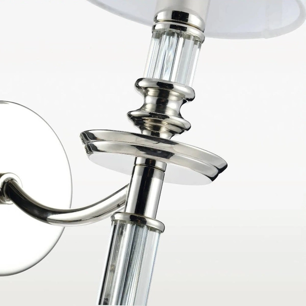 Ścienna LAMPA abażurowa SIENA W01315WH NI Cosmolight klasyczny kinkiet z kryształkami do przedpokoju biały