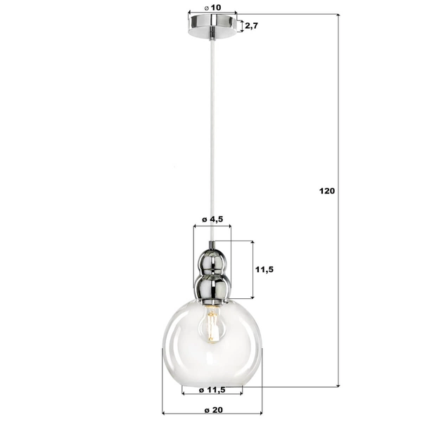 Wisząca lampa loftowa Akso do pokoju biała przezroczysta