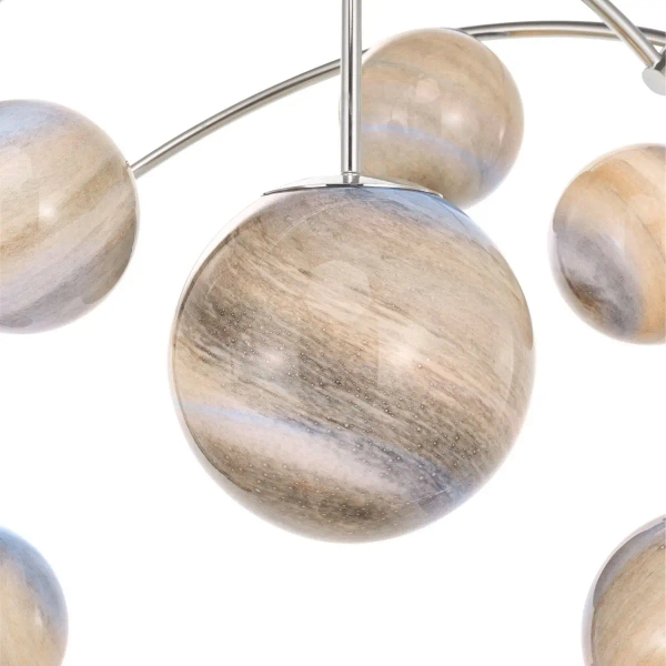 Szklana wisząca lampa Mikara MIK3450 układ słoneczny kule chrom beżowe