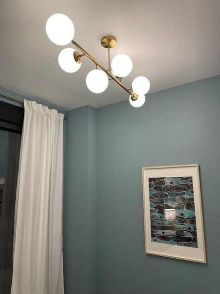 Modernistyczna lampa sufitowa DORADO LP-002/8P Light Prestige loftowa oprawa metalowy plafon molekuły złote białe