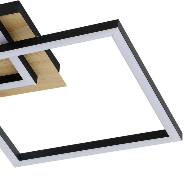 Ledowa lampa sufitowa Ashton 6589 24W 3000K plafon squares czarny drewno