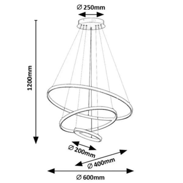 Ledowa zwisająca lampa obręcz Beliza 72346 LED 90W 3000-6500K czarny