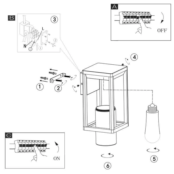 Lampa zewnętrzna CANDELA 3135W metalowa elewacyjna prostokątna IP44 czarna