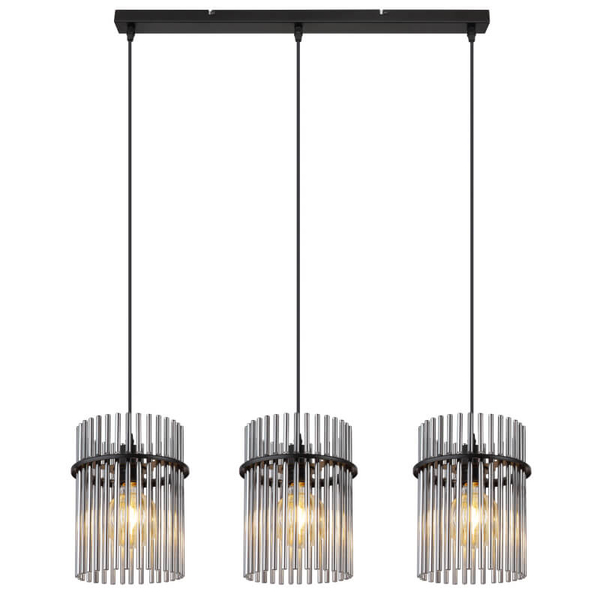 Szklana lampa wisząca GORLEY 15698-3H potrójna do jadalni czarna