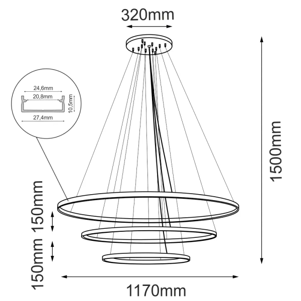 Pierścieniowa lampa wisząca Agari 5431 Shilo LED 82W 4000K natynkowa czarna