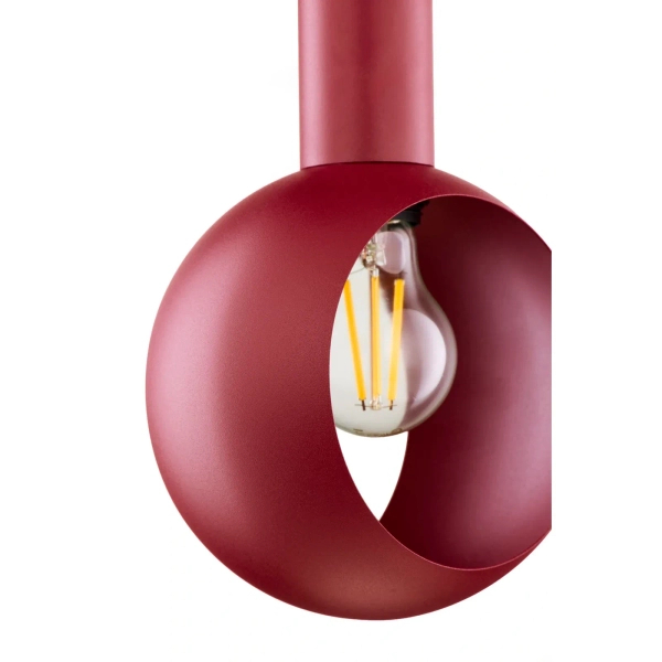 Burgundowa lampa wisząca VITRUM oczko 1xE27 metalowa do jadalni 41636