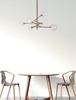 Żyrandol LAMPA wisząca LOLLIPOP P0294 Maxlight metalowa OPRAWA pręty szklane kule balls molekuły zwis mosiądz przezroczyste