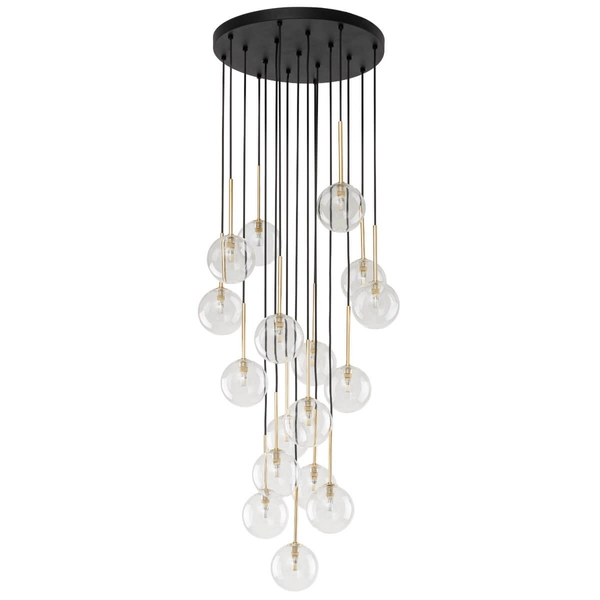 Kaskadowa lampa wisząca Nilos 5945 bubble przezroczysta złota